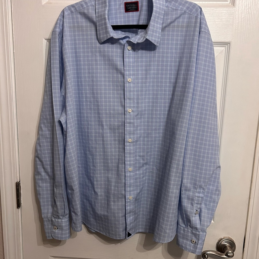 UNTUCKit NWOT Mens XXXL wrinkle-free relaxed fit long sleeve plaid button up